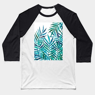 Watercolor Palm Leaves on White Baseball T-Shirt